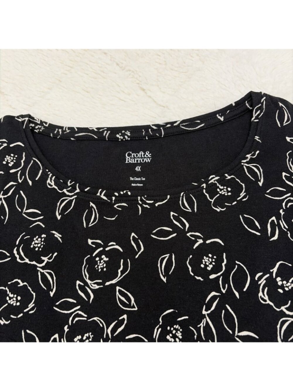Croft And Barrow Womens NWT Classic Tee 4X Black Floral - Picture 5 of 10